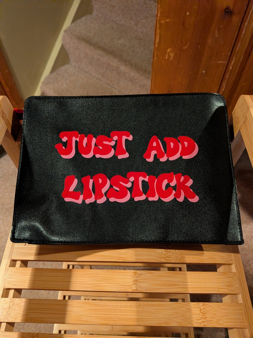 Victoria's Secret Black Cosmetic Pouch with Red Lettering